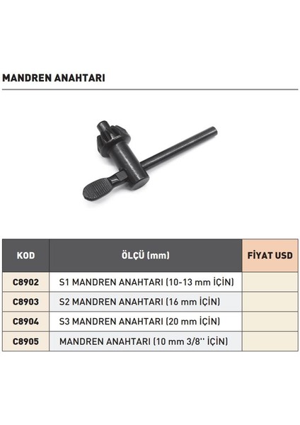 10MM Harvest Mandren Anahtarı