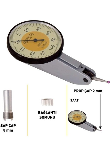 0,8mm Asimeto Yatay Temel Salgı Komparatör Saati AS-501088
