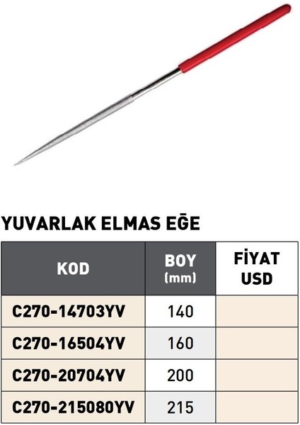 160MM Pld Yuvarlak Elmas Eğe fiyatları