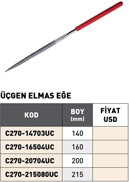 200MM Pld Üçgen Elmas Eğe