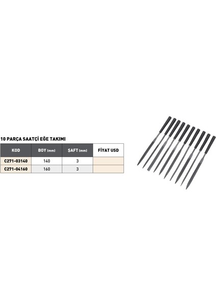 140MM Pld 10 Parça Saatçi Eğe Takımı