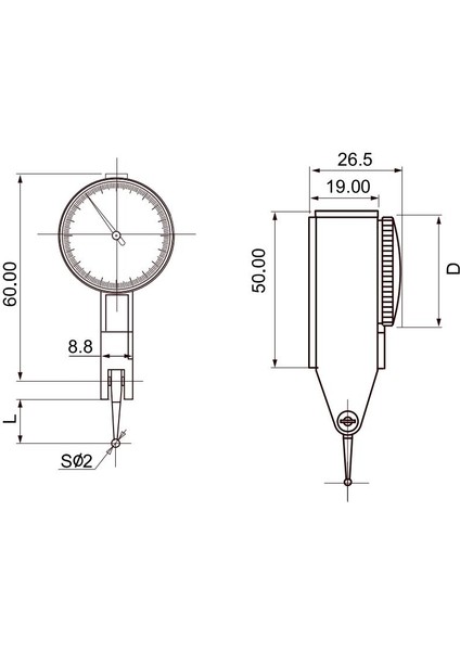 0,8mm Asimeto Yatay Temel Salgı Komparatör Saati AS-501082