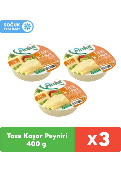 Taze Kaşar Peyniri 400 gr x 3 Adet