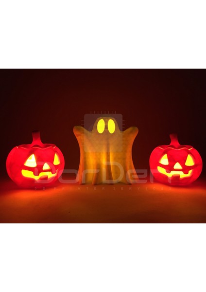 Dorden 3D Cadılar Bayramı Hallowen Balkabağı ve Hayalet Temalı Tealight Mumluk Dekor Set