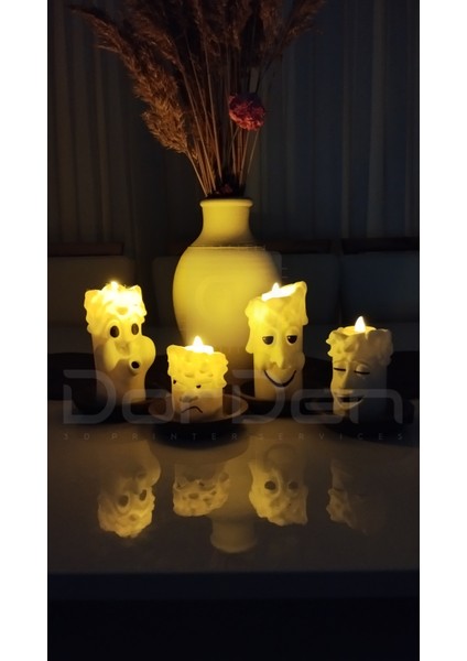 Dorden 3D Eğlenceli Dekoratif Yılbaşı 4'lü Tealight Mumluk