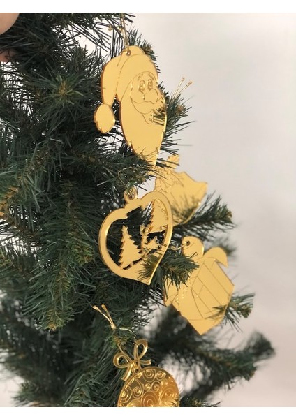 Yılbaşı Çam Ağacı Süsü 5 Adet Gold Pleksi Yeni Yıl Çam Ağacı Süs fiyatları