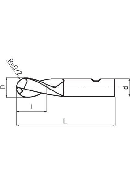 15MM Zps DIN1889 Hss Co8 2 Ağızlı Kısa Küresel Parmak Freze