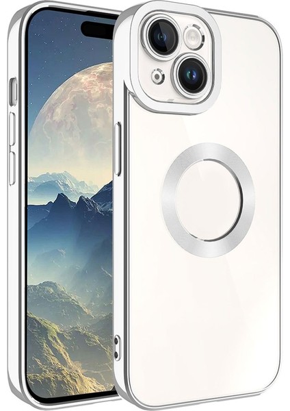 Apple iPhone 15 Plus Uyumlu Kılıf Şeffaf Parlak Kenarlı Omega