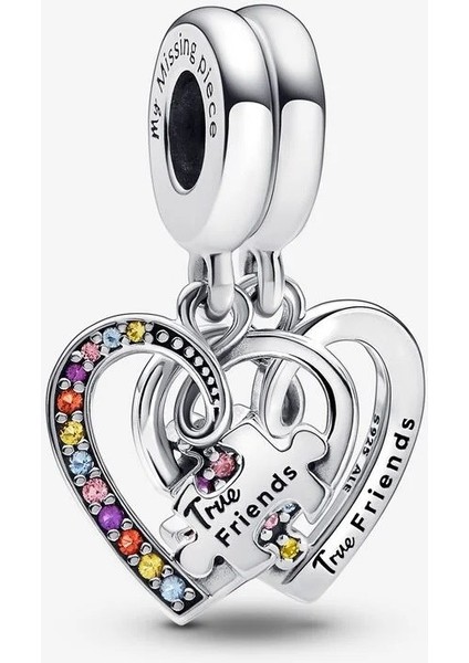 792239C01-PUZZLE Parçası ve Kalpli Arkadaşlık Sallantılı Charm
