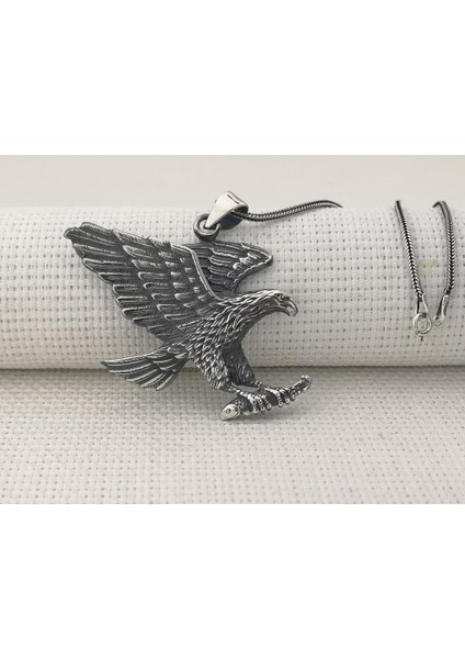 Büyük Kartal Tasarımlı 925 Ayar Gümüş Kolye