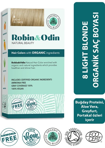 Organik Amonyaksız Kalıcı Saç Boyası 8 Light Blonde / Açık Sarı