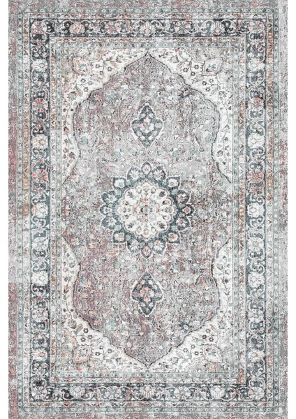 Vintage Desenli Pamuk Taban Baskılı Halı