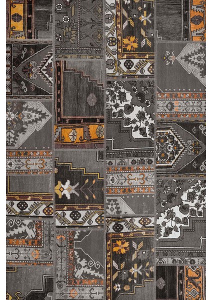 Patchwork Desenli Yıkanabilir Pamuk Taban Dijital Baskılı Halı