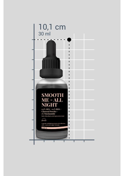 S'he Vec SMOOTH ME-ALL NIGHT -Aktif Kömür ve AHA BHA İçeren Cilt Kusurları Karşıtı Niacinamide %5 Serum 30ml