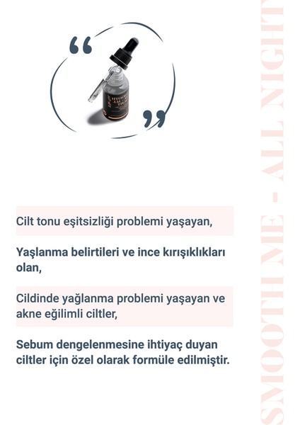 S'he Vec SMOOTH ME-ALL NIGHT -Aktif Kömür ve AHA BHA İçeren Cilt Kusurları Karşıtı Niacinamide %5 Serum 30ml