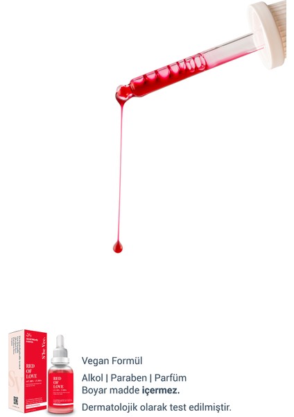 S'he Vec RED OF LOVE - AHA %10 & BHA %2 Cilt Tonu Eşitleyici Canlandırıcı Kırmızı Peeling Serum 30ml