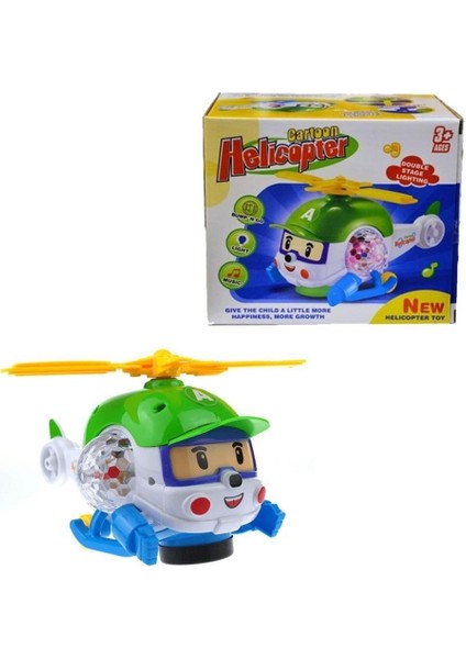 Işıklı Bebek Oyuncağı Cartoon Helikopter Pilli Işıklı Müzikli