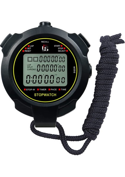 Dijital Spor Kronometresi, 10 Tur / Bölünmüş Hafızalı Kronometre Geri Sayım Sayacı, Ekran Su Geçirmez 12/24 Saat Saat (Yurt Dışından)