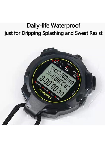 Dijital Spor Kronometresi, 10 Tur / Bölünmüş Hafızalı Kronometre Geri Sayım Sayacı, Ekran Su Geçirmez 12/24 Saat Saat (Yurt Dışından) fırsatları