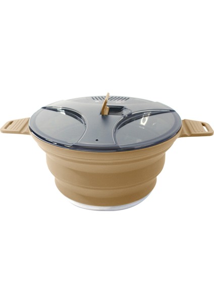 Açık Katlanır Pot Silikon Yürüyüş Tencere Taşınabilir Piknik Pot Paslanmaz Çelik Kamp Ocağı, Haki (Yurt Dışından)