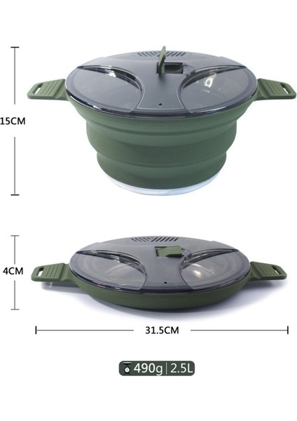 Açık Katlanır Pot Silikon Yürüyüş Tencere Taşınabilir Piknik Pot Paslanmaz Çelik Kamp Ocağı, Haki (Yurt Dışından) modelleri