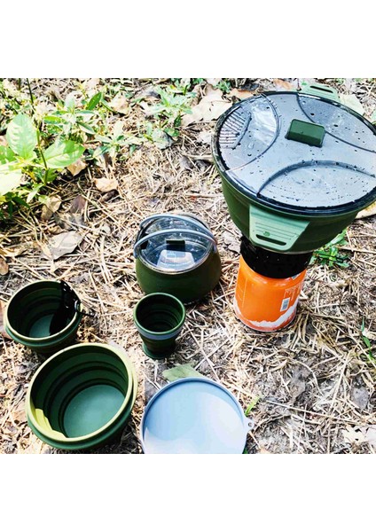 Açık Katlanır Pot Silikon Yürüyüş Tencere Taşınabilir Piknik Pot Paslanmaz Çelik Kamp Ocağı, Haki (Yurt Dışından) fırsatları