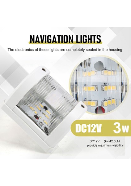Tekne 12V Kıç Işık Navigasyon Işıkları Deniz LED Tekne Işık Yelkenli Lamba Su Geçirmez Navigasyon Işığı Yat Tekne (Yurt Dışından)