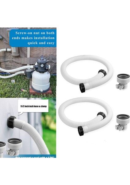 Yer Üstü Havuzlar Için 1.5ındiameter Havuz Pompası Hortumları ADAPTÖRÜ-59IN Filtre Pompası ve Tuzlu Su Sistemi Için Uzun Havuz Hortumları (Yurt Dışından)