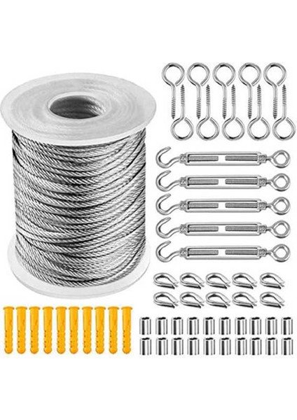 30M Çelik Pvc Kaplı Esnek Tel Halat Yumuşak Kablo Şeffaf Paslanmaz Çelik Çamaşır Ipi Çapı 2mm Kiti (Yurt Dışından)