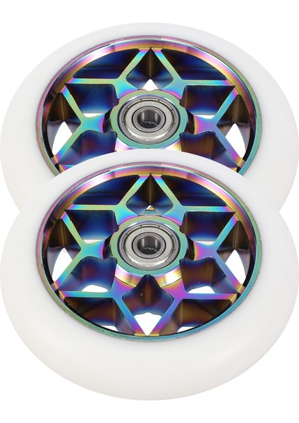 2 Adet Scooter Aksesuarları 110MM Scooter Tekerlekleri Renkli Pu Tekerlekler Rulmanlar ile Kalın Dublör Araba Tekerlekleri (Beyaz) (Yurt Dışından) fırsatları