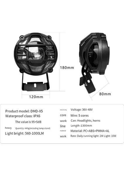 Elektrikli Kar Araci Off-Road Araç Korna Far X5 Alüminyum Alaşımlı 36V 48V Gece Bisiklet Su Geçirmez Dış Işık (Yurt Dışından)
