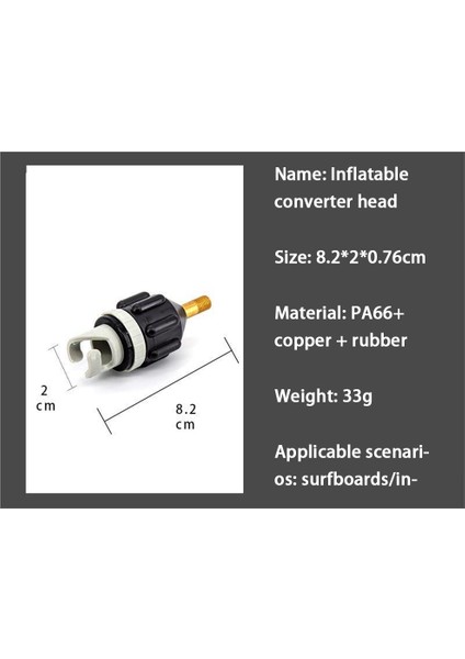 Destek Kürek Hava Nozulu Kayık Hava Valfi Adaptörü Yerleşik Pompa Şişme Adaptör Pompası Hava Şişirme Bağlantı Aracı (Siyah) (Yurt Dışından)