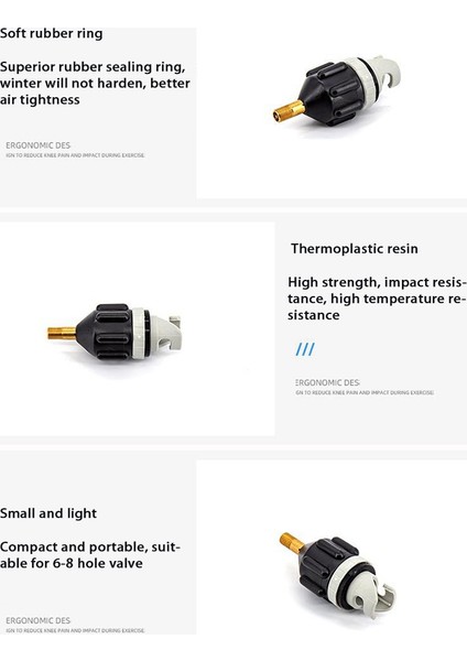 Destek Kürek Hava Nozulu Kayık Hava Valfi Adaptörü Yerleşik Pompa Şişme Adaptör Pompası Hava Şişirme Bağlantı Aracı (Siyah) (Yurt Dışından)