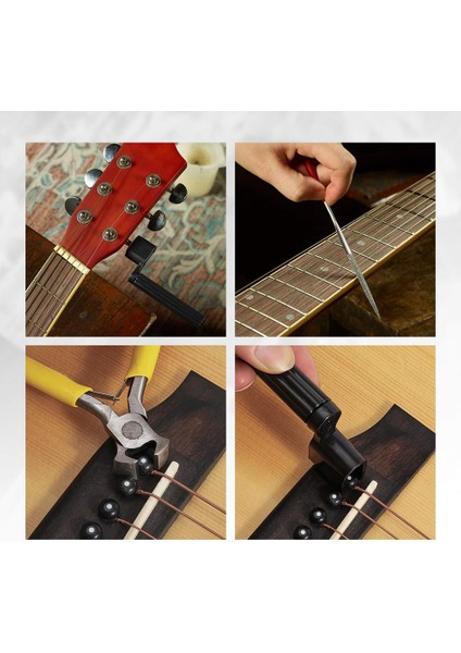 Gitar Tamir ve Bakım Aracı Kiti Ölçme Dize Taşlama Conta Dize Tırnak Seçim Yedek Set Gitar Araç Seti (Yurt Dışından)