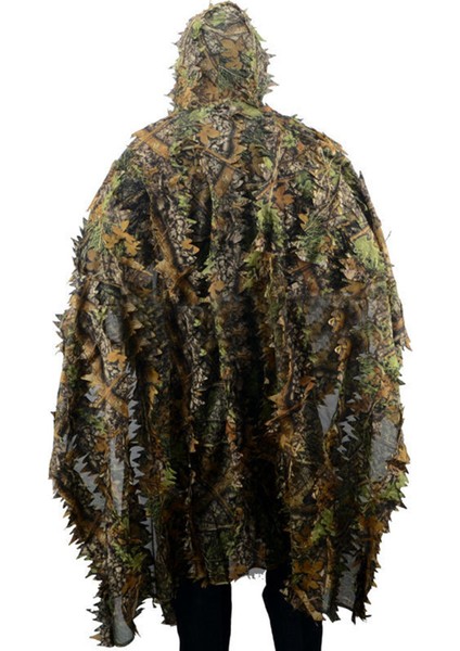 Camo 3D Yaprak Pelerin Yowie Nefes Alabilir Açık Panço Tipi Kamuflaj Kuş Gözlemciliği Panço Takım Elbise (Yurt Dışından)