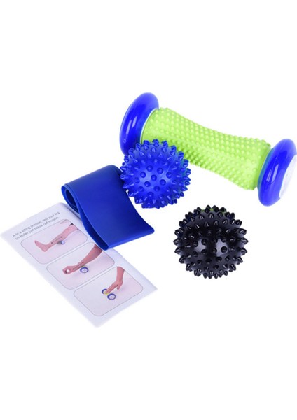 Yoga Masaj Sopası 4 Parçalı Set Pvc Yoga Malzemeleri Dikenler Egzersiz Masaj Topu Elastik Bant Ayak Bileği Rulo Ekipmanları (Yurt Dışından)