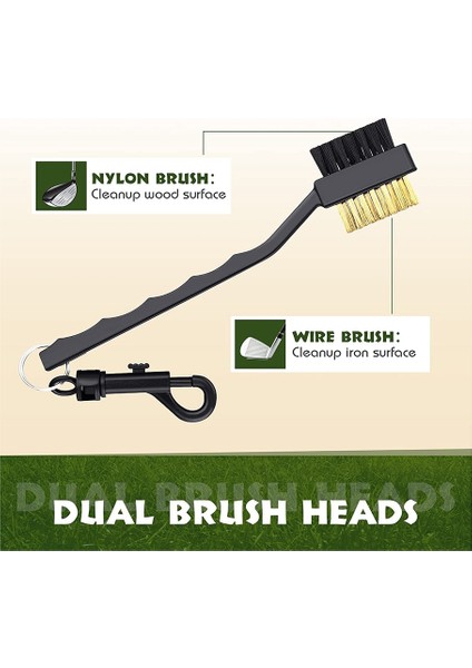 15PCS Golf Club Fırçası ve Kulüp Groove Temizleyici, Çift Taraflı Temizlik Groove Clips Siyah (Yurt Dışından)