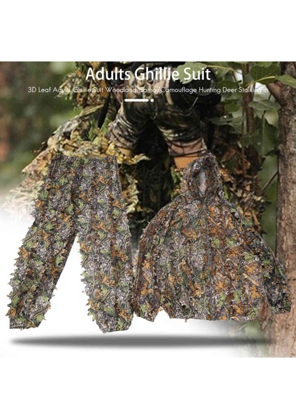 3D Yaprak Yetişkin Takım Elbise Woodland Kamuflajı/kamuflaj Avı Geyik Stalking (Yurt Dışından)