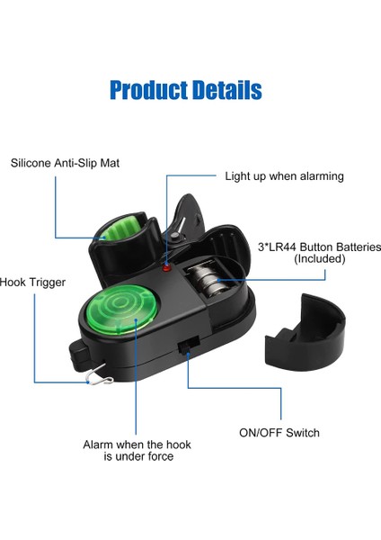 Yeni 4 Adet Balıkçılık Bite Alarmı, Hassas Elektronik Balıkçılık Alarmları Göstergesi, LED Işıkları ile Sesli Bite Uyarısı Zili (Yurt Dışından)