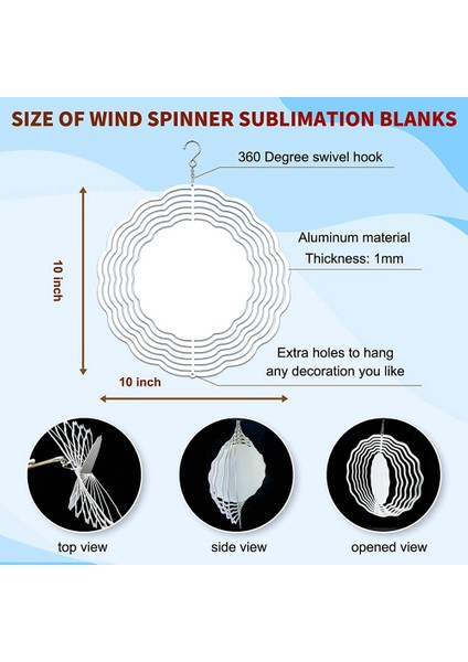 10 Adet 8 Inç Süblimasyon Rüzgar Spinner Boşlukları 3D Rüzgar Spinners Asılı Rüzgar Spinners Kapalı Açık Bahçe Dekorasyon (Yurt Dışından)