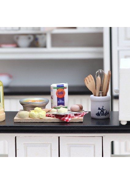 1:12 Bebek Evi Aksesuarları Mini Mutfak Aksesuarları Ahşap Bıçak ve Çatal Metal Çırpma Kavanoz Seti Minyatürleri (Yurt Dışından) fiyatları