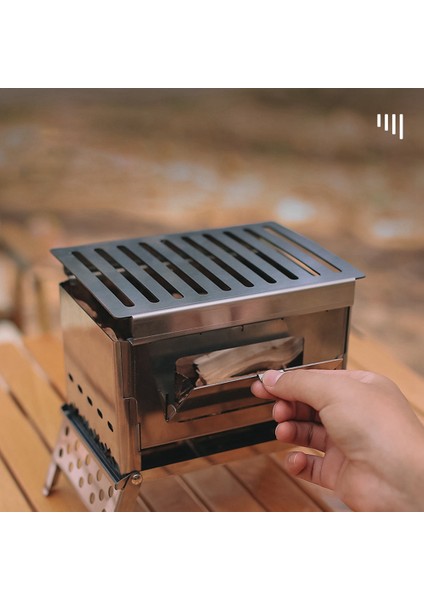 Ayrılabilir Taşınabilir Yakacak Odun Sobası, Piknik Kömür Kartı Soba, Açık Paslanmaz Çelik Kart Barbekü Soba Kamp Mini (Yurt Dışından)