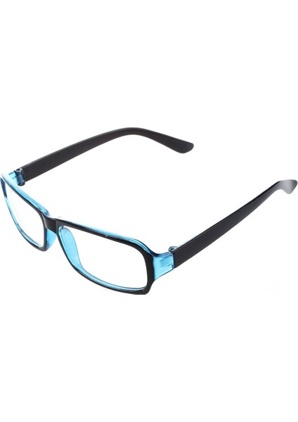Unisex Siyah Mavi Plastik Çerçeve Arms Şeffaf Lens Düz Gözlük (Yurt Dışından)