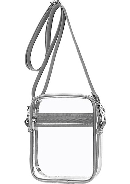 Şeffaf Çanta Stadyum Onaylı, Açık Hava Sporları için Ayarlanabilir Omuz Askılı Şeffaf Çanta, Gri (Yurt Dışından)