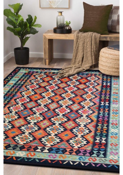 Home Renkli Kilim Desen Pamuk Taban Halı