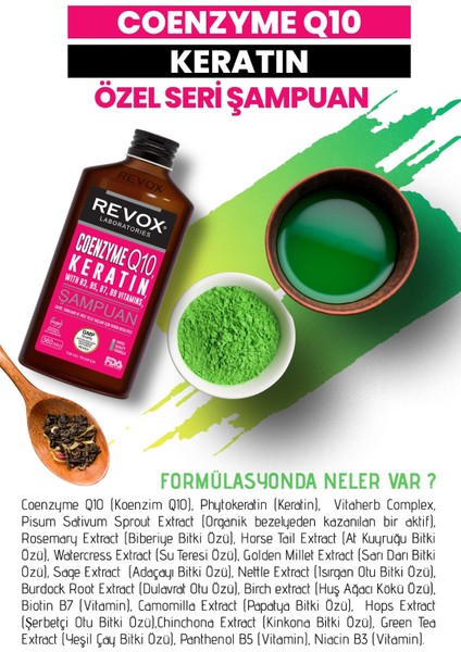 Keratin & Koenzim Q10, B Vitamin Kompleks Özel Seri Şampuan 2'li Set