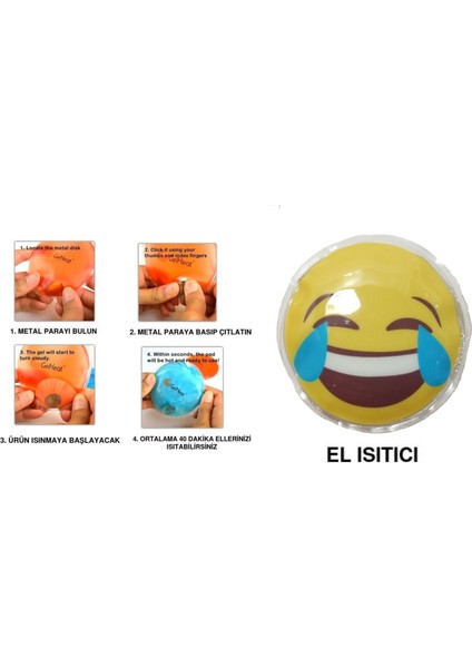 GÜLEN EMOJİ ŞEKİLLİ CEP SOBASI EL ISITICI,SICAK SU TORBASI PVC 9cm