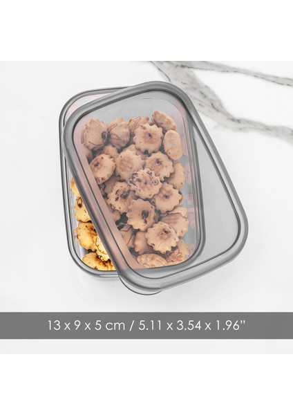 6 Adet Pratik Box - Dikdörtgen Kapaklı Saklama Kabı - Baharatlık Kahvaltı Çerezlik Kabı 6X380 ml