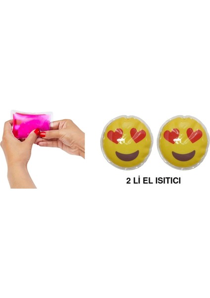 Kalpli Emoji Şekilli Cep Sobası,el Isıtıcı,2 Adet Sıcak Su Torbası Pvc 9cm