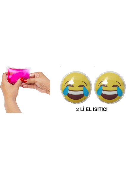 Gülen Emoji Şekilli Cep Sobası El Isıtıcı 2 Adet Sıcak Su Torbası Pvc 9 cm